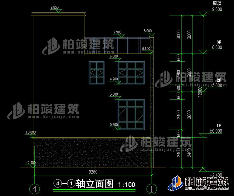 背立面图